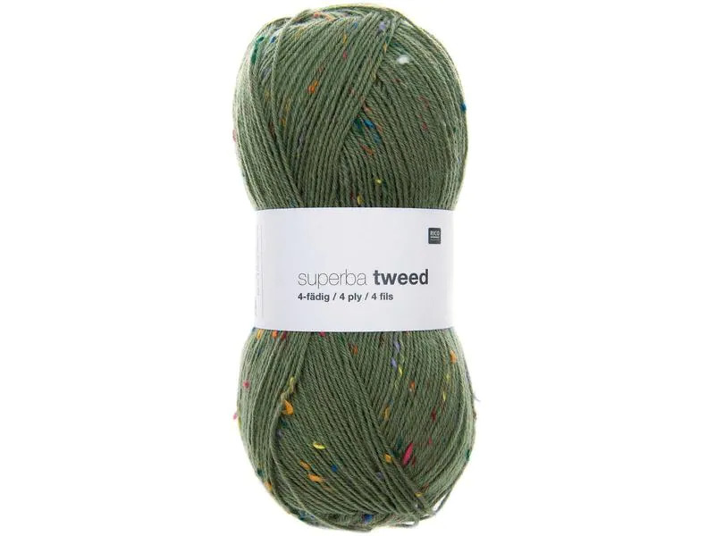 Rico Design Wolle Soft Tweed für Socken 4-fädig, 100 g, Olivgrün