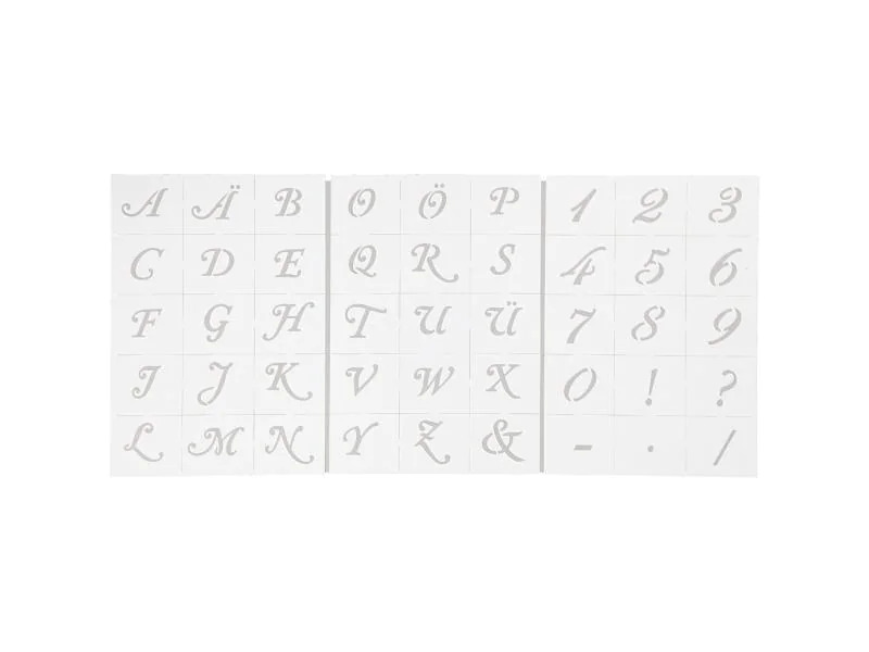 Creativ Company Schriftschablone Buchstaben und Zahlen 3 Blatt