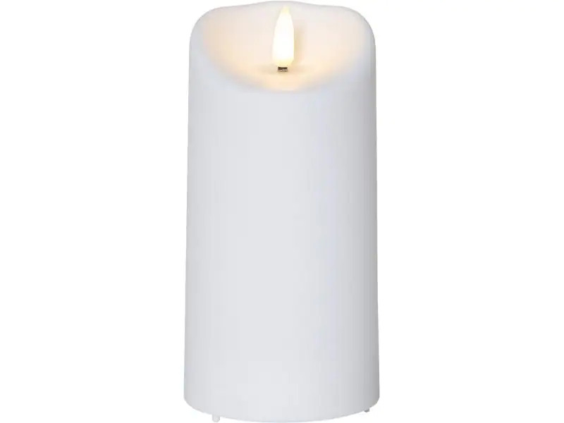 Star Trading LED-Kerze Pillar Flamme Ø 7.5 x 15 cm, Weiss