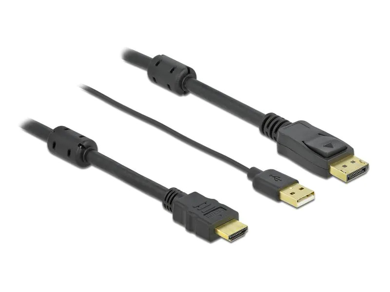 Delock Kabel HDMI – Displayport, HDMI/USB 2.0 - DisplayPort, 10 m