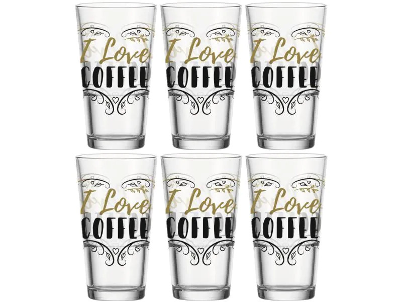 Montana Latte Macchiato Becher I Love Coffee 330 ml, 6 Stück