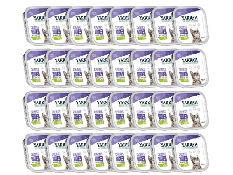 Yarrah Bio-Nassfutter Chunks mit Huhn &amp; Truthahn, 32 x 100 g