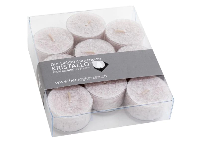 Herzog Kerzen AG Teelichter Kristallo Ø 4 cm 9 Stück, Leinen