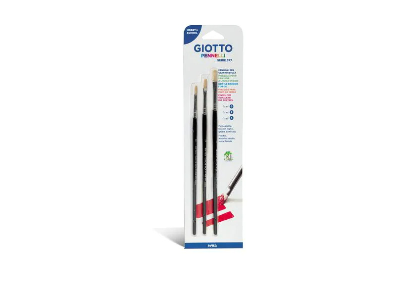 Giotto Pinsel-Set Borstenpinsel für Acryl und Öl 3 Stück