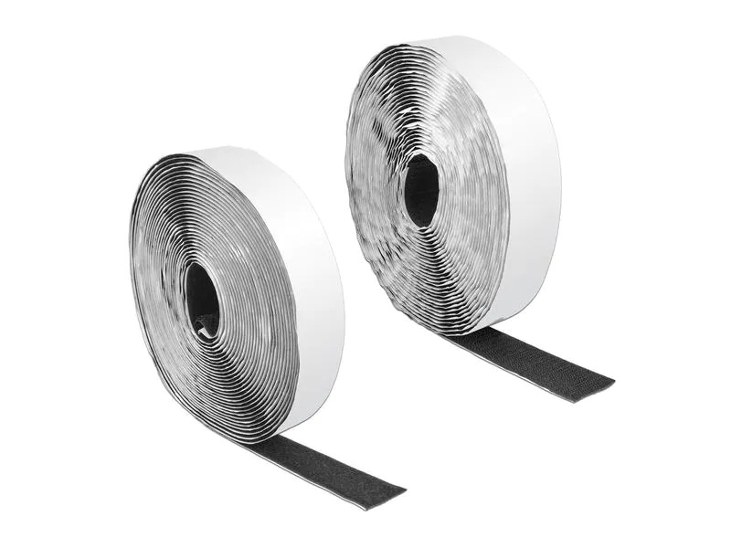 Delock Klettband-Rolle 10 m x 25 mm Haft und Flauschband Schwarz
