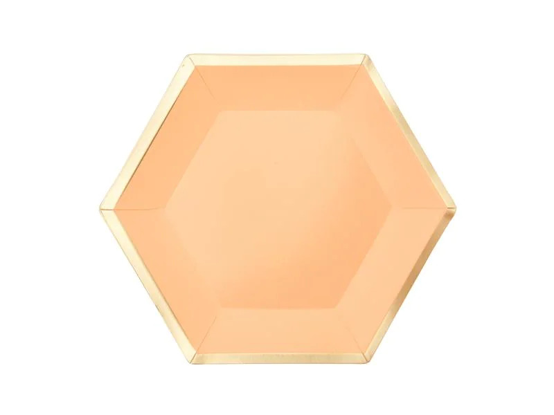 Rico Design Einwegteller Sechseck 15.5 x 13.5 cm, 10 Stück, Aprikose