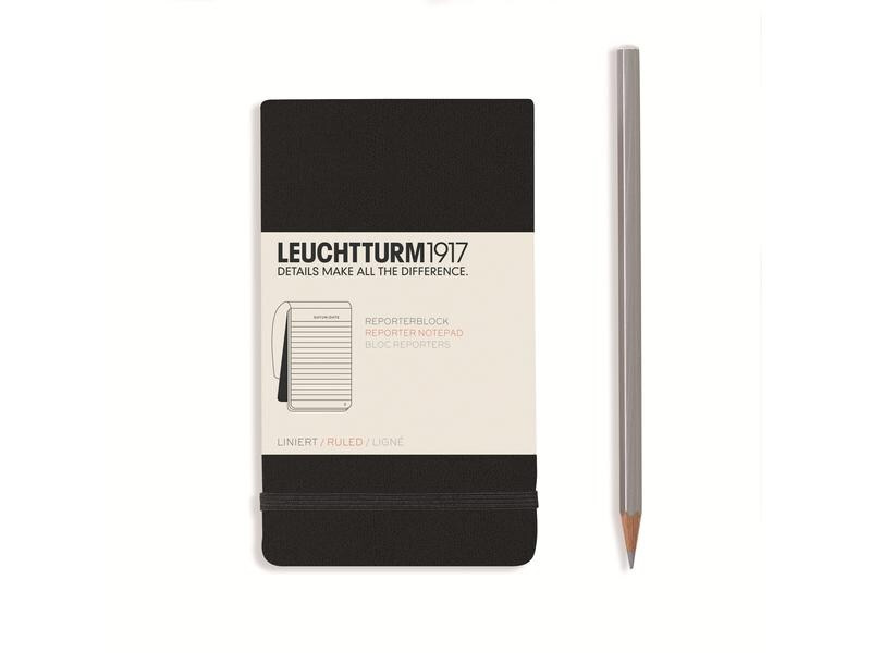 Leuchtturm Notizblock Reporter A6, Liniert, Schwarz