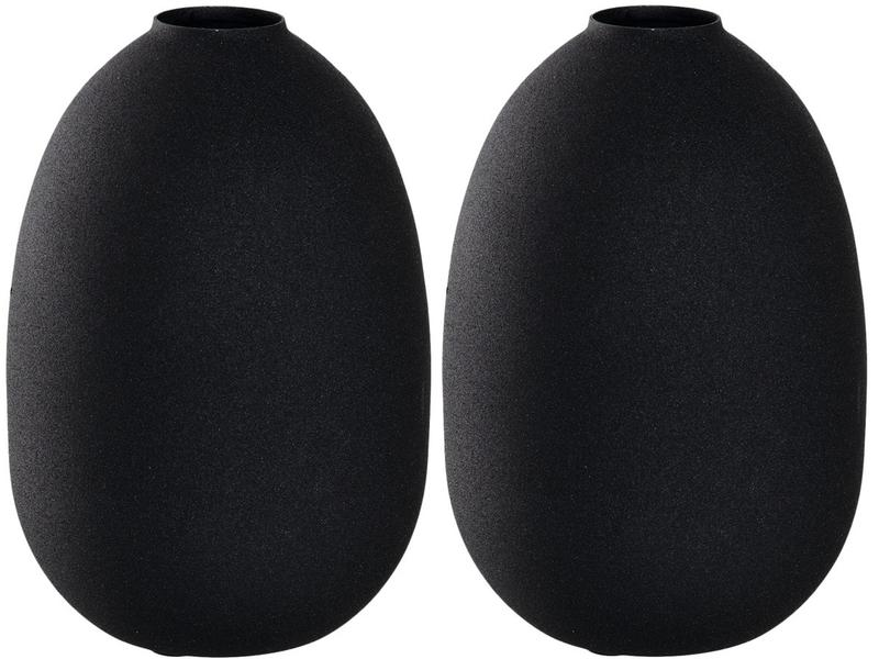 Leonardo Vase Metall 19 cm, Schwarz, 2 Stück