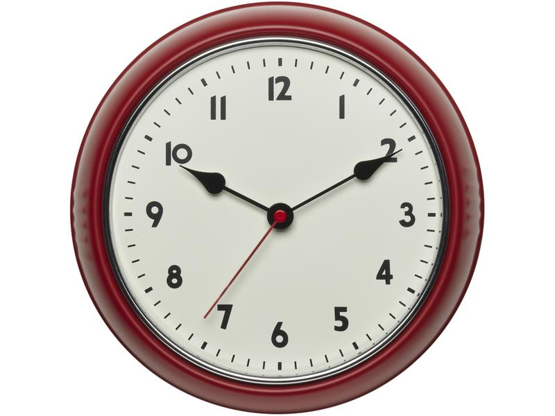 TFA Dostmann Funk-Wanduhr Retro Rot, Ø 24 cm