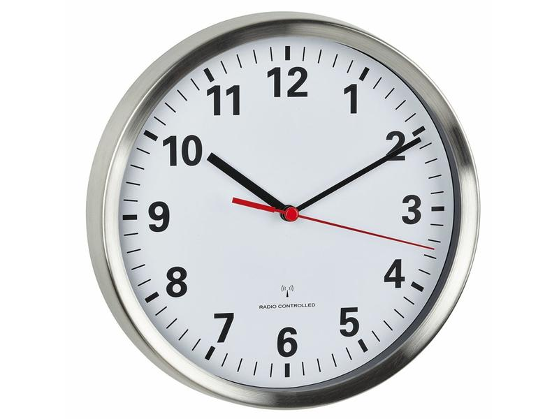TFA Dostmann Funk-Wanduhr Silber, Ø 22 cm