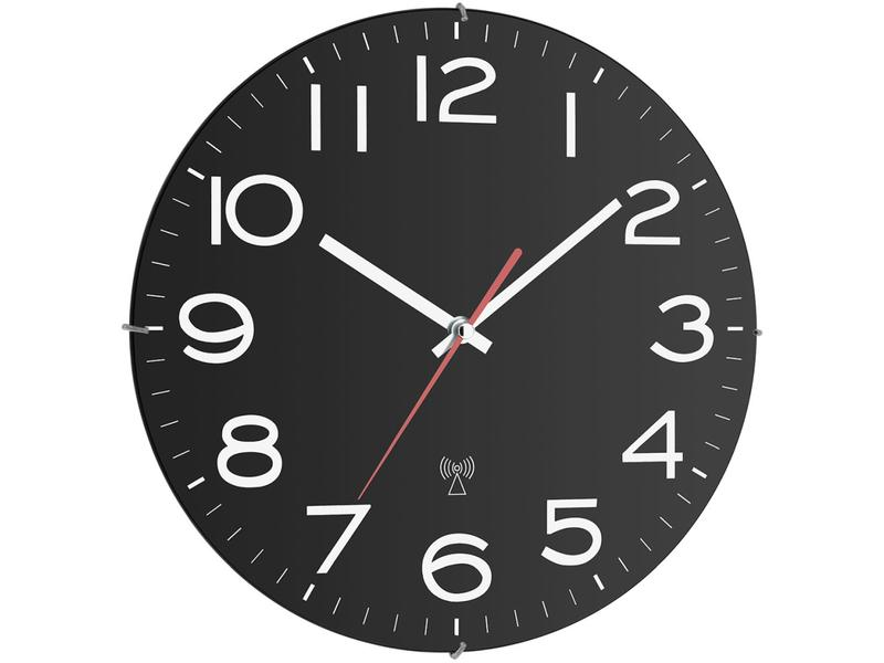 TFA Dostmann Funk-Wanduhr Schwarz, Ø 31 cm