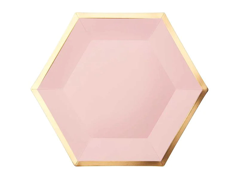 Rico Design Einwegteller Sechseck 27 cm, 10 Stück, Gold/Rosa