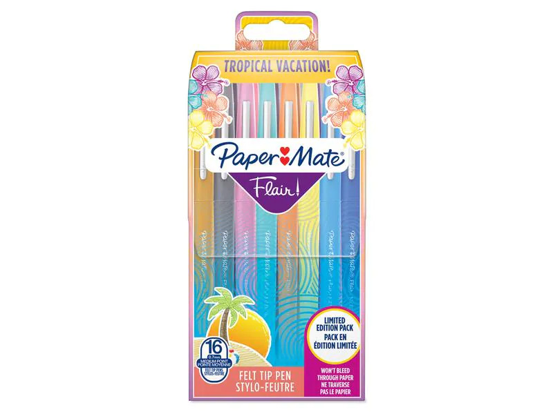 Paper Mate Fineliner Flair Medium Tropical Vacation 0.7 mm, 16 Stück