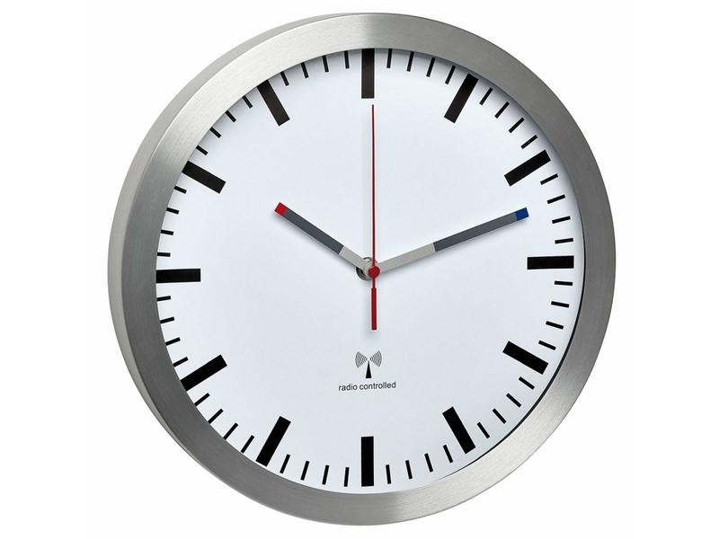 TFA Dostmann Funk-Wanduhr Silber, Ø 30 cm