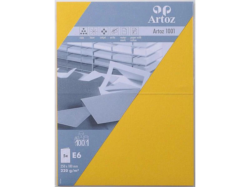 Artoz Blankokarte 1001, E6, 5 Blatt, Sonnengelb