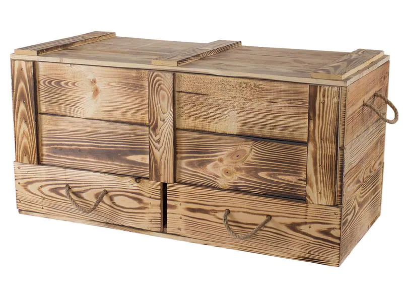 Holz Zollhaus Truhe Vintage geflammt, 85 x 40 cm