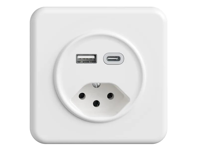 Feller STANDARDdue STANDARDdue Steckdose 1xUSB A,1xUSB C 3 A, 15 W Weiss