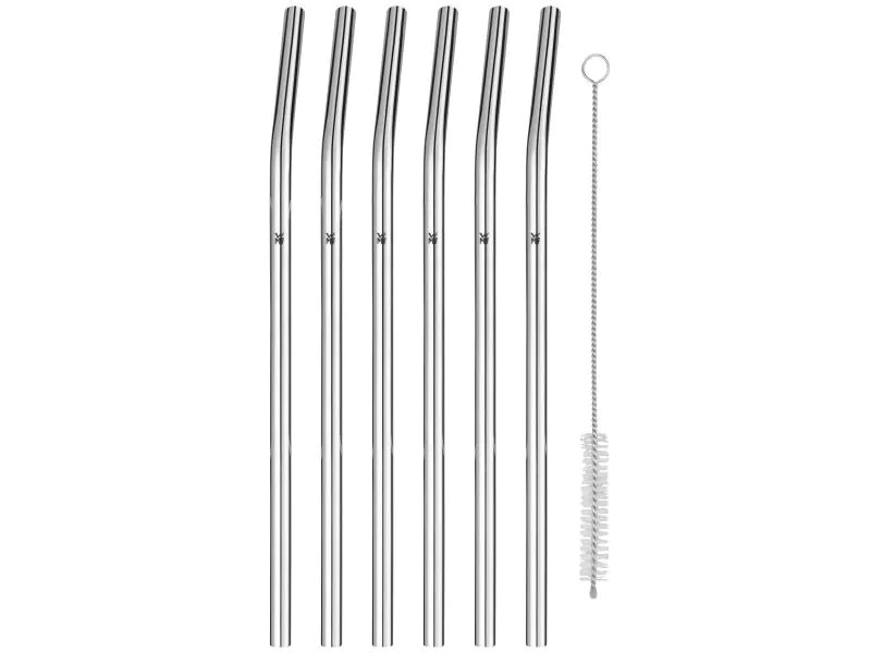 WMF Strohhalm Baric 24 cm gebogen, 6 Stück, Silber
