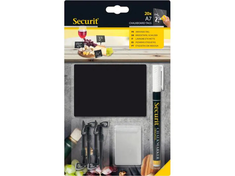 Securit Minikreidetafel A7 Set à 20 Stück Schwarz