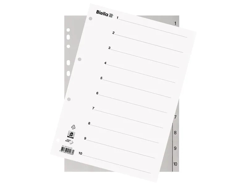 Biella Register A4 1-10  Grau mit Indexblatt