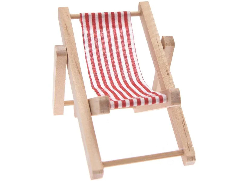 Rico Design Mini-Möbel Liegestuhl 7 x 10 cm 1 Stück, Rot/Weiss