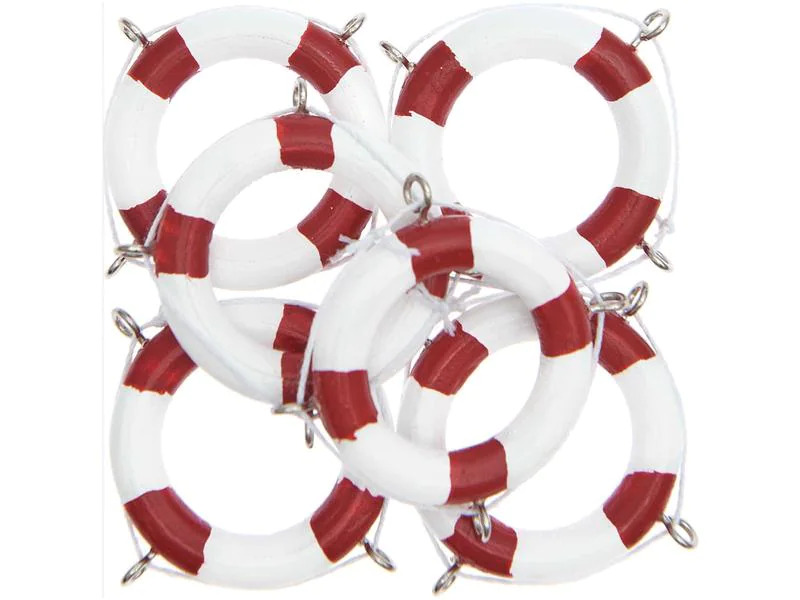 Rico Design Streudeko Rettungsring 6 Stück,  Rot/Weiss
