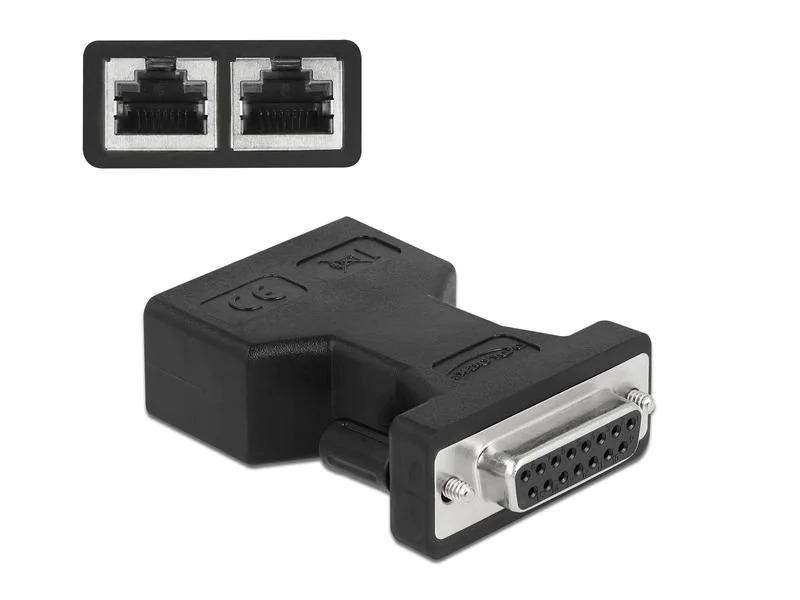 Delock Adapter D-Sub 15 Pin Buchse Gameport D-Sub 15 Pin - 2x RJ-45