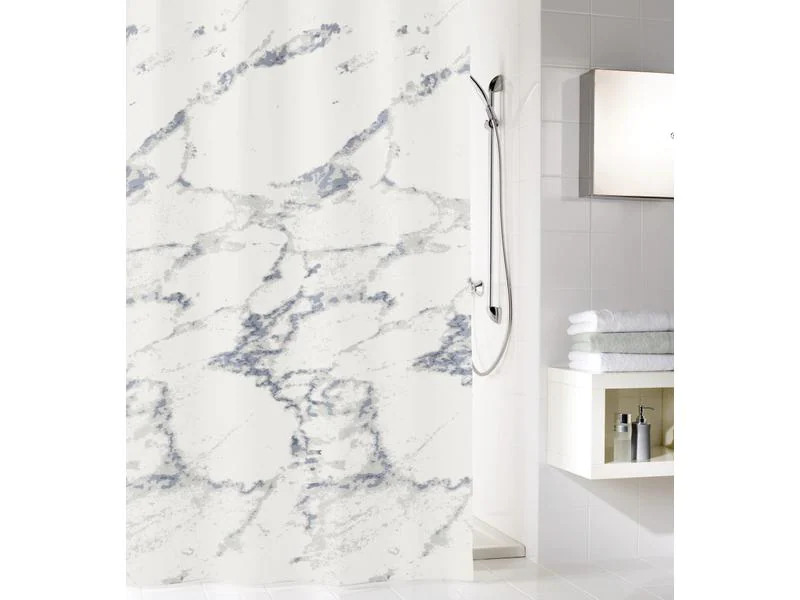 Kleine Wolke Duschvorhang Marble 180 x 180 cm, Grau-Marmor/Weiss