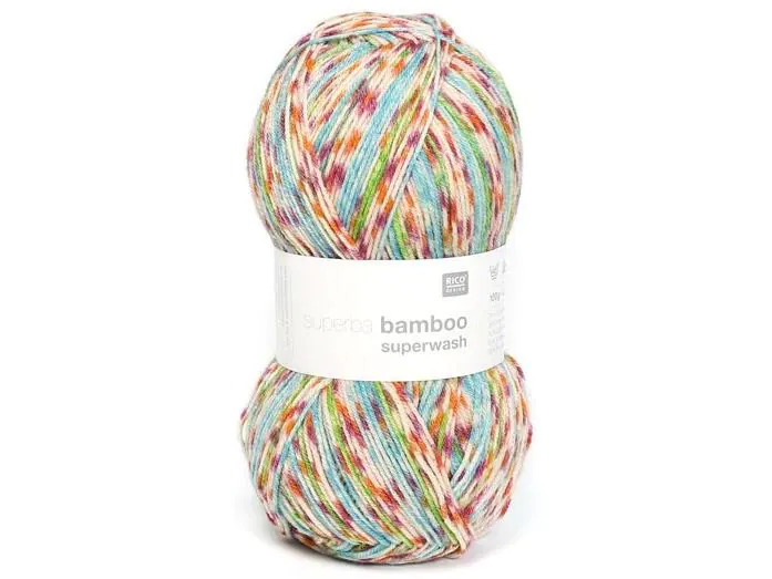 Rico Design Wolle Bamboo für Socken 4-fädig, 100 g, Türkis; Orange