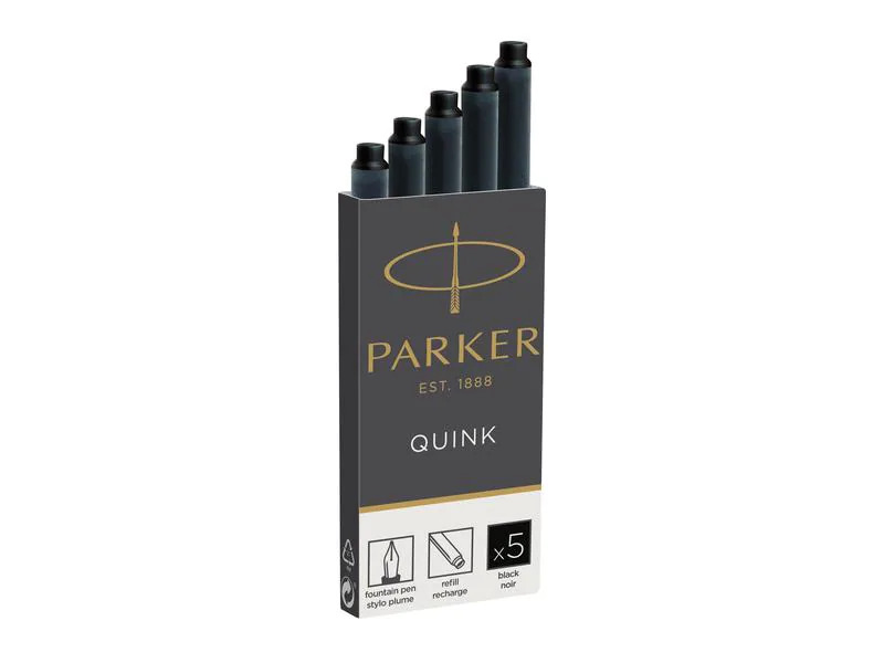 Parker Tintenpatrone Quink 5 Stück, Schwarz