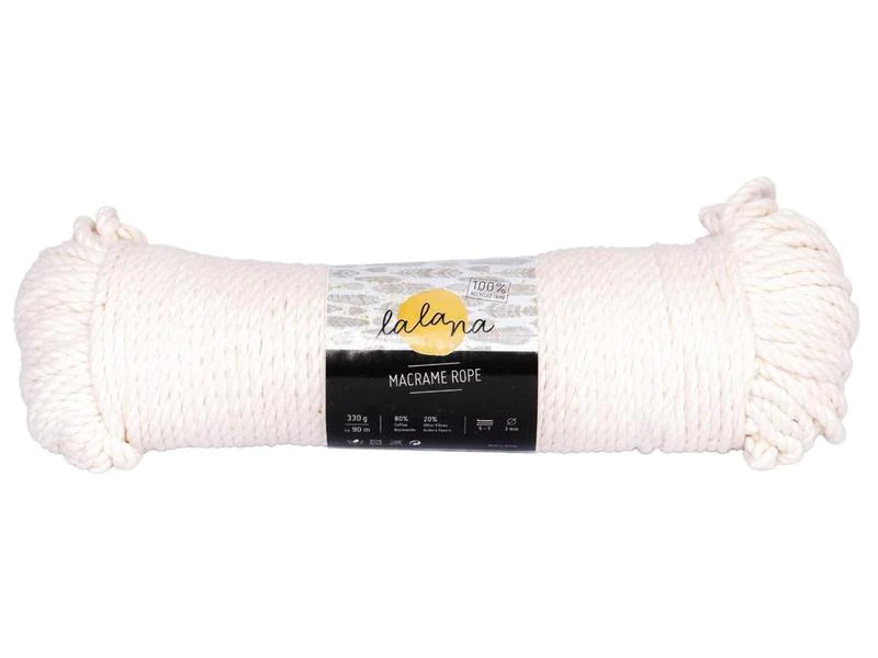 lalana Wolle Makramee Rope 3 mm, 330 g, Crème