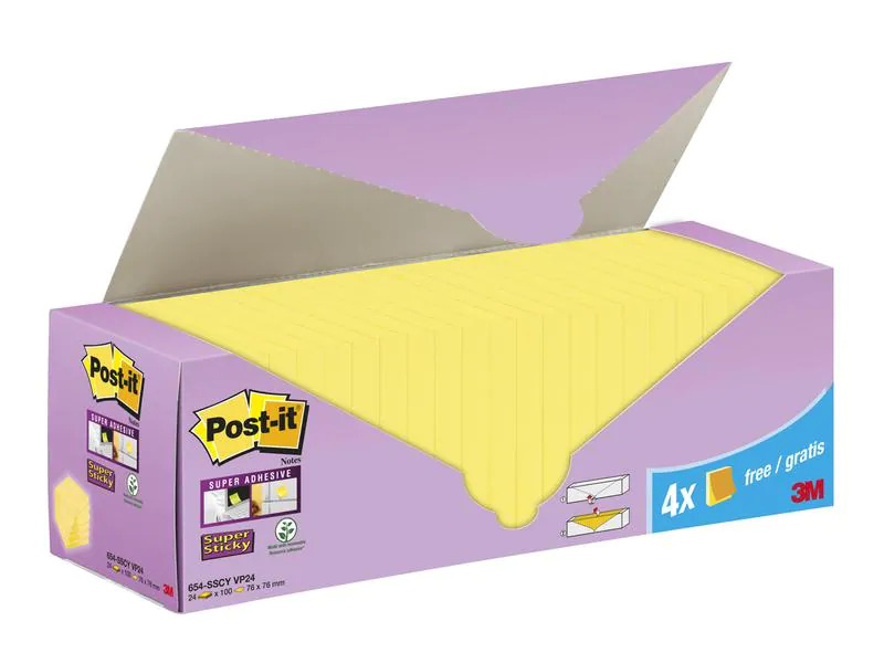 Post-it Notizzettel Z-Notes Super Sticky Gelb 7.6 cm x 7.6 cm