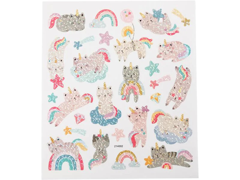 Creativ Company Glitzersticker 15 x 16.5 cm 1 Blatt, Einhorn/Kätzchen