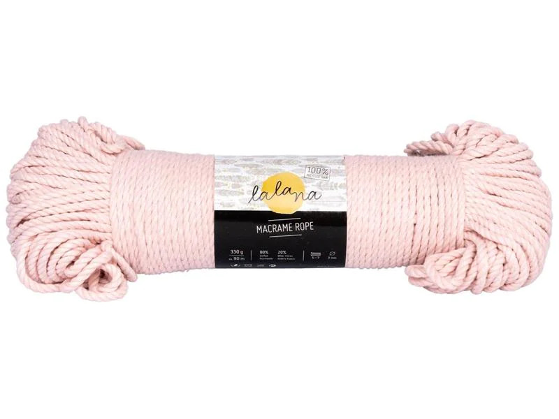 lalana Wolle Makramee Rope 3 mm, 330 g, Hellrosa