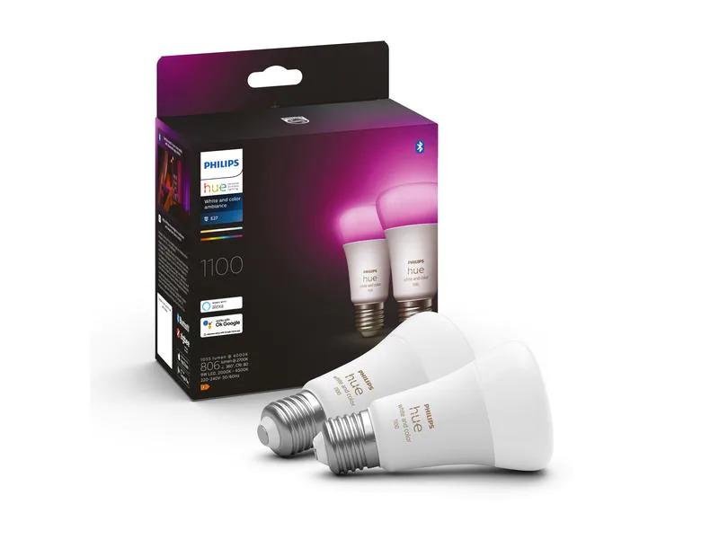Philips Hue Leuchtmittel White &amp; Col. Amb. E27 Doppelpack 2 x 806 lm