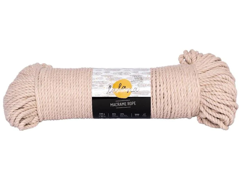 lalana Wolle Makramee Rope 3 mm, 330 g, Beige