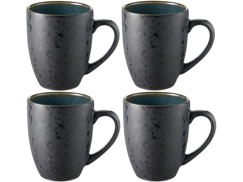 Bitz Kaffeetasse 300 ml, 4 Stück, Dunkelgrün/Schwarz