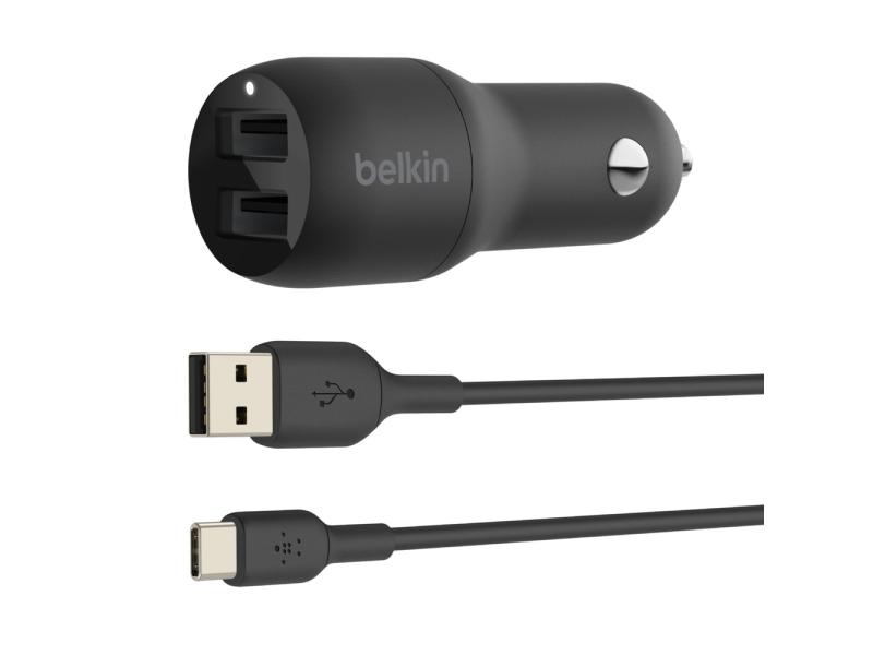 Belkin Autoladegerät Boost Charge 2-Port USB-A  24W + USB-C Kabel