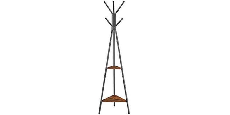 VASAGLE Garderobenständer mit 2 Ablagen 179 cm, Braun/Schwarz