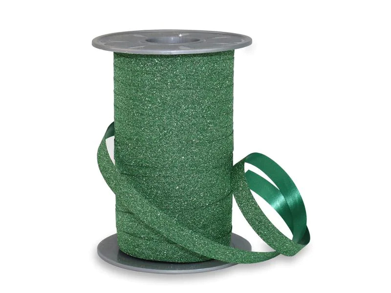 Pattberg Geschenkband Poly Glitter 1 cm x 100 m, Dunkelgrün