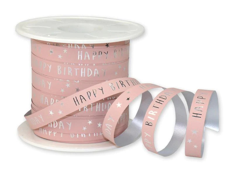 Pattberg Geschenkband Happy Birthday 1 cm x 100 m, Rosa