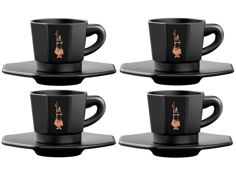 Bialetti Espressotasse 80 ml, 4 Stück, Schwarz