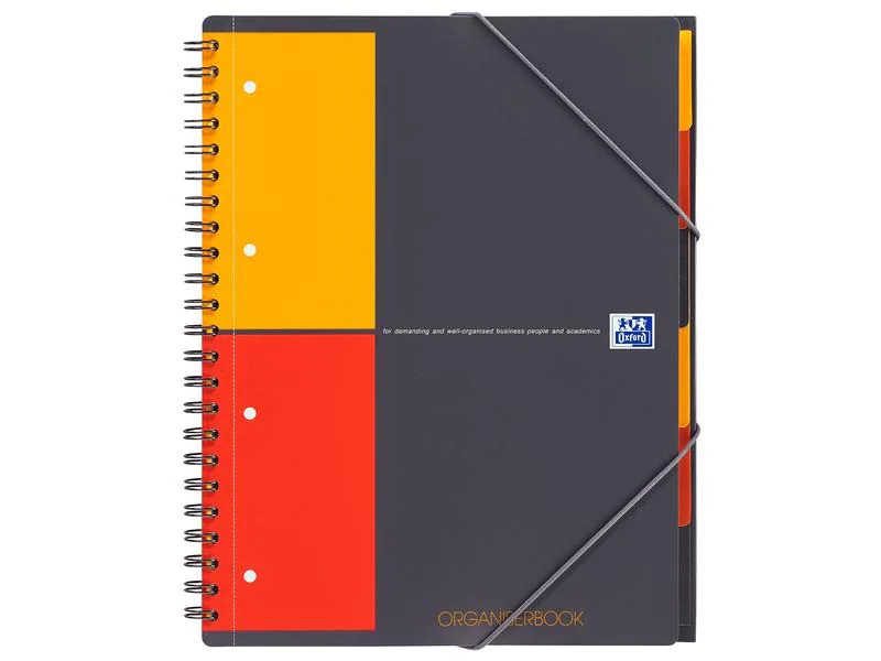 Oxford Notizheft International Organiserbook, A4 +, Kariert, Grau