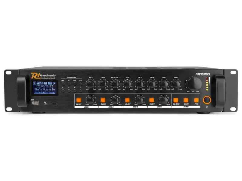Power Dynamics Verstärker Pro PDV360MP3 4-Zonen Mischer