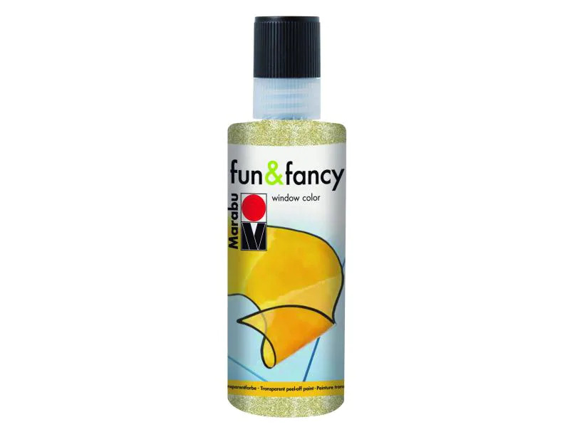 Marabu Fensterfarbe Fun &amp; Fancy 80 ml, Glitter-Gold