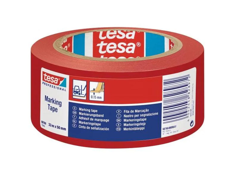 tesa Markierungsband Professional 60760, 50 mm x 33 m, Rot