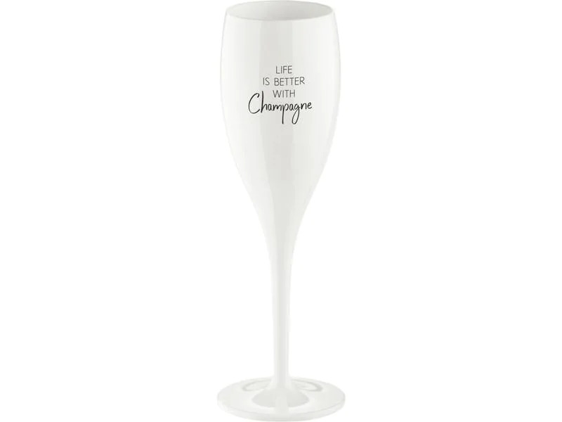 Koziol Sektglas Superglas Life is better 100 ml, 1 Stück, Weiss