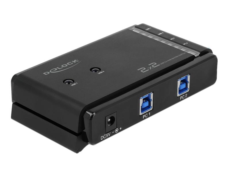 Delock USB-Switch USB3.0, 2 Port 2x2Matrix Umschalttasten