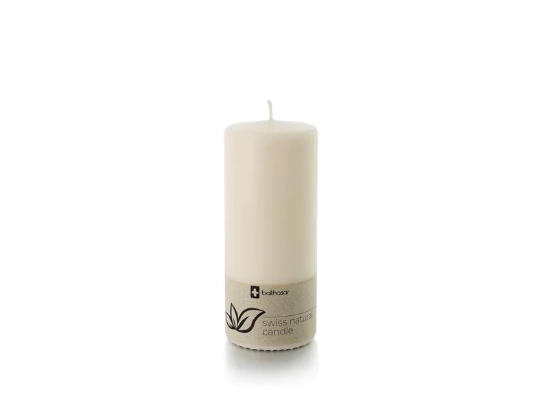 balthasar Zylinderkerze Swiss Natural Candle 19 x 8 cm Alt Weiss
