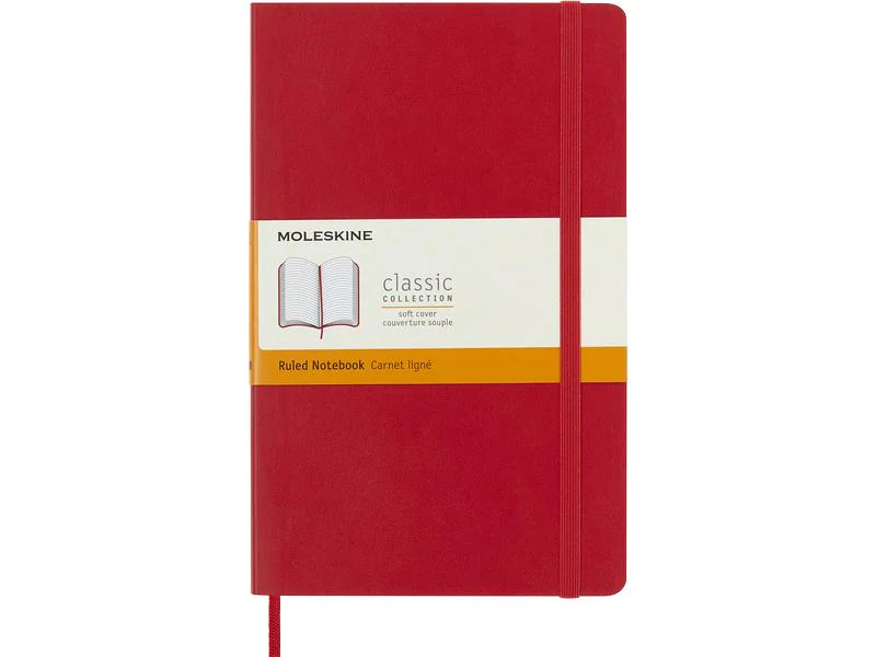 Moleskine Notizbuch Classic A5 Softcover, 192 Seiten, Scharlachrot